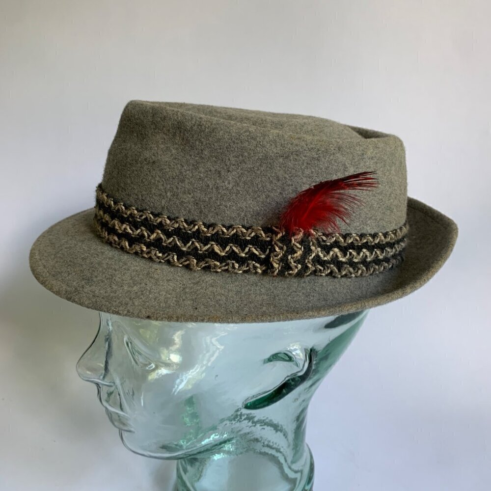 J. A. Miller Co. St. Paul MN Vintage Fedora Felt Microfelt Hat Gray Feathered
